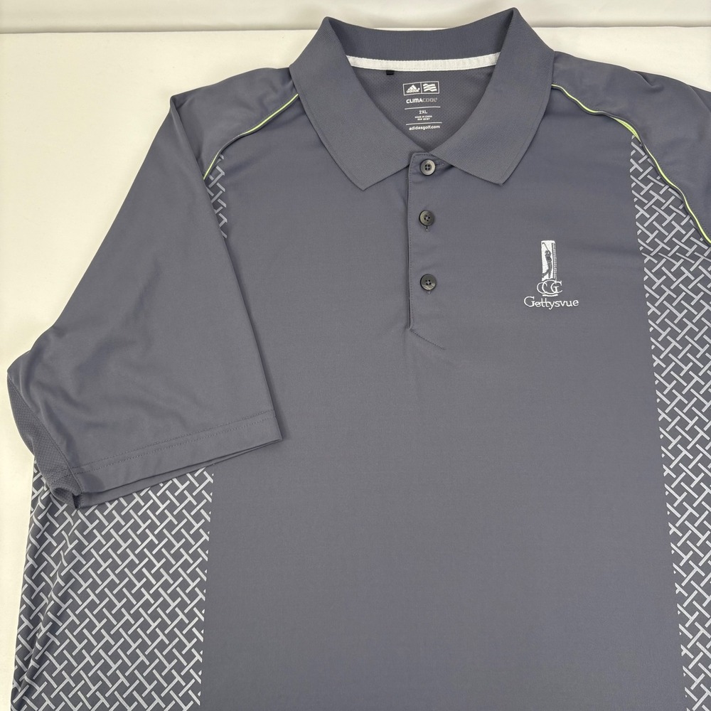 Adidas ClimaCool Mens Performance S/S Golf Polo Shirt Gray Gettysvue CC Size 2XL